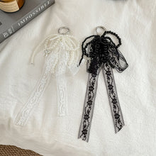 Load image into Gallery viewer, Korean Style Cute Bow Lace Keychain White Black Stylish Bag Pendant Phone Chain Daily Decoration Accessories