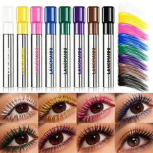 Load image into Gallery viewer, Colored Mascara Volumizing Curling Waterproof Rainbow Eye Makeup Purple Blue Pink Red Long Lasting Non Flaking Lash Builder