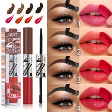 Load image into Gallery viewer, 2 in 1 Peel Off Eyebrow Tint & Lip Stain Kit Double Head Eyebrow Gel Tint Lipstick Waterproof Long Lasting Peelable Makeup Set