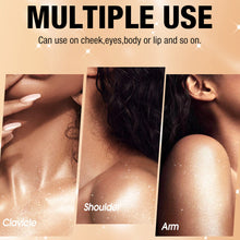 Load image into Gallery viewer, Glitter Highlighter Powder Diamond High Gloss Makeup Face Body Pearlescent Highlighter for Cheeks Shoulders Collarbone Party Makeup
