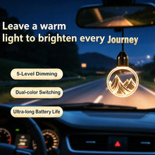 Load image into Gallery viewer, Retro Car Rearview Mirror LED Night Light Pendant Mountain Snow Mountain Acrylic Interior Decor Soft Atmosphere Ambient Lamp