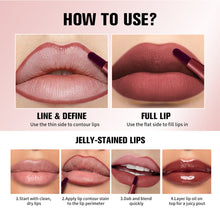 Load image into Gallery viewer, Smooth Color Juice Lip Stain Brush Tip Liquid Lip Liner Long Lasting Waterproof High Pigment Matte Nude Lip Contour Pen Makeup