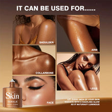 Load image into Gallery viewer, Bronze Body Highlighter Liquid 4 Colors Shimmer Body Lotion Waterproof Self Tanner Highlighter for Legs Arms Shoulders