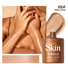Load image into Gallery viewer, Bronze Body Highlighter Liquid 4 Colors Shimmer Body Lotion Waterproof Self Tanner Highlighter for Legs Arms Shoulders