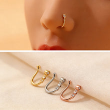 Load image into Gallery viewer, 1Pc U-shape Non Piercing Fake Nose Clip Inlaid Zircon Flower Nose Ring Hip Hop Fashion Body Jewelry For Women