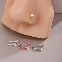 Load image into Gallery viewer, 1Pc U-shape Non Piercing Fake Nose Clip Inlaid Zircon Flower Nose Ring Hip Hop Fashion Body Jewelry For Women