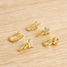 Load image into Gallery viewer, 1Pc U-Shape Non Piercing Fake Nose Clip Inlaid Cubic Zircon Flower Double Butterfly Hip Hop Body Jewelry For Women