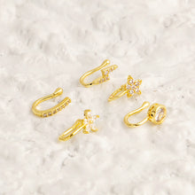 Load image into Gallery viewer, 1Pc U-Shape Non Piercing Fake Nose Clip Inlaid Cubic Zircon Flower Double Butterfly Hip Hop Body Jewelry For Women