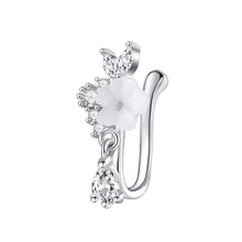 Load image into Gallery viewer, 1Pc Fairycore Floral Teardrop Dangle Nose Cuff L-Shaped Sparkling Zircon Nose Piercing Stud Set For Women Girls