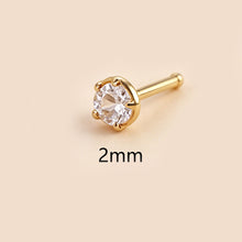 Load image into Gallery viewer, 1Pc Stainless Steel L-Shaped Crystal Nose Stud Multiple Sizes Nostril Piercing Body Jewelry For Women Girls