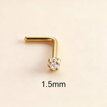 Load image into Gallery viewer, 1Pc Stainless Steel L-Shaped Crystal Nose Stud Multiple Sizes Nostril Piercing Body Jewelry For Women Girls