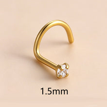 Load image into Gallery viewer, 1Pc Stainless Steel L-Shaped Crystal Nose Stud Multiple Sizes Nostril Piercing Body Jewelry For Women Girls