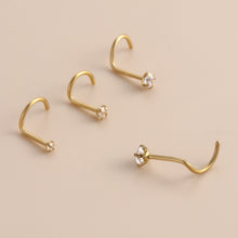 Load image into Gallery viewer, 1Pc Stainless Steel L-Shaped Crystal Nose Stud Multiple Sizes Nostril Piercing Body Jewelry For Women Girls