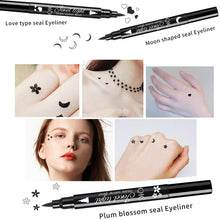 Load image into Gallery viewer, Liquid Eyeliner Pen Set Dual-Tip Stamps with Black Ink Includes Heart Moon Star Shapes for Eye Makeup Eyeliner Stamp