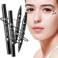 Load image into Gallery viewer, Liquid Eyeliner Pen Set Dual-Tip Stamps with Black Ink Includes Heart Moon Star Shapes for Eye Makeup Eyeliner Stamp
