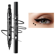 Load image into Gallery viewer, Liquid Eyeliner Pen Set Dual-Tip Stamps with Black Ink Includes Heart Moon Star Shapes for Eye Makeup Eyeliner Stamp