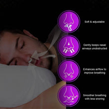 Load image into Gallery viewer, 3 Sizes Silicone Anti Snoring Nose Clip Elastic Nasal Dilator for Better Sleep Improved Airflow Travel Home Use Comfort