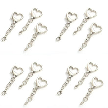 Load image into Gallery viewer, 10Pcs Silver Alloy Heart Shape Spring Clasps Keyring Pendants For DIY Keychain Jewelry Making Accessories