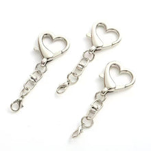 Load image into Gallery viewer, 10Pcs Silver Alloy Heart Shape Spring Clasps Keyring Pendants For DIY Keychain Jewelry Making Accessories