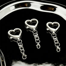 Load image into Gallery viewer, 10Pcs Silver Alloy Heart Shape Spring Clasps Keyring Pendants For DIY Keychain Jewelry Making Accessories