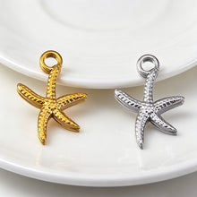 Load image into Gallery viewer, 5Pcs Stainless Steel Starfish Pendant Accessory For DIY Bracelet Earring Necklace Beach Jewelry Making Supplies