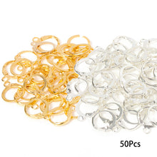 Load image into Gallery viewer, 50Pcs Ear Hook Gold Silver Plated Iron Lever Back Earring Hooks For DIY Earring Jewelry Daily Making Supplies