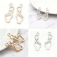 Load image into Gallery viewer, 20Pcs Finger Heart Gesture Charms Love Hand Pendant Accessory For Kpop DIY Jewelry Daliy Making Supplies