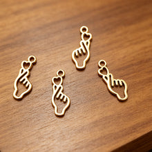 Load image into Gallery viewer, 20Pcs Finger Heart Gesture Charms Love Hand Pendant Accessory For Kpop DIY Jewelry Daliy Making Supplies