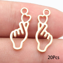 Load image into Gallery viewer, 20Pcs Finger Heart Gesture Charms Love Hand Pendant Accessory For Kpop DIY Jewelry Daliy Making Supplies