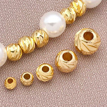 Load image into Gallery viewer, 20Pcs Brass Bead 18K Gold Plated Brass Striped Cut Flower Spacer Beads For DIY Jewelry Making Accessories