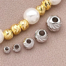 Load image into Gallery viewer, 20Pcs Brass Bead 18K Gold Plated Brass Striped Cut Flower Spacer Beads For DIY Jewelry Making Accessories