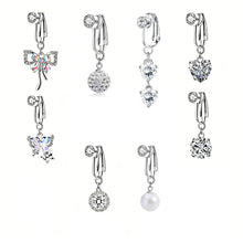 Load image into Gallery viewer, Butterfly Zircon Clip On Navel Ring Non-Piercing Fake Belly Piercing Copper Belly Button Ring Body Jewelry For Women