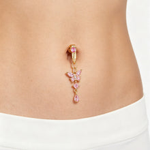 Load image into Gallery viewer, Butterfly Zircon Clip On Navel Ring Non-Piercing Fake Belly Piercing Copper Belly Button Ring Body Jewelry For Women