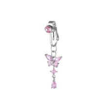 Load image into Gallery viewer, Butterfly Zircon Clip On Navel Ring Non-Piercing Fake Belly Piercing Copper Belly Button Ring Body Jewelry For Women