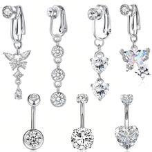Load image into Gallery viewer, Butterfly Zircon Clip On Navel Ring Non-Piercing Fake Belly Piercing Copper Belly Button Ring Body Jewelry For Women
