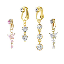 Load image into Gallery viewer, Butterfly Zircon Clip On Navel Ring Non-Piercing Fake Belly Piercing Copper Belly Button Ring Body Jewelry For Women