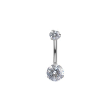 Load image into Gallery viewer, Titanium Steel Navel Ring Banana Barbell 8-16mm Belly Button Rings Round Zircon Piercing Jewelry For Women