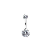 Load image into Gallery viewer, Titanium Steel Navel Ring Banana Barbell 8-16mm Belly Button Rings Round Zircon Piercing Jewelry For Women