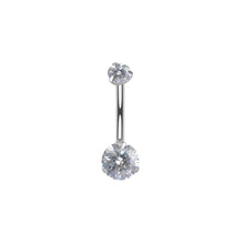 Load image into Gallery viewer, Titanium Steel Navel Ring Banana Barbell 8-16mm Belly Button Rings Round Zircon Piercing Jewelry For Women