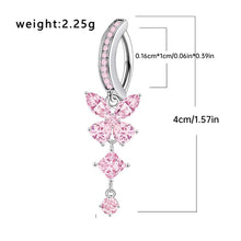 Load image into Gallery viewer, Stainless Steel Crystal Drip & Butterfly Fake Clip On Navel Ring Belly Button Ring Clicker Piercing Jewelry For Women