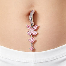 Load image into Gallery viewer, Stainless Steel Crystal Drip & Butterfly Fake Clip On Navel Ring Belly Button Ring Clicker Piercing Jewelry For Women