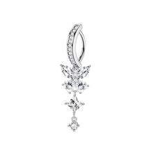 Load image into Gallery viewer, Stainless Steel Crystal Drip & Butterfly Fake Clip On Navel Ring Belly Button Ring Clicker Piercing Jewelry For Women