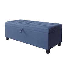 Load image into Gallery viewer, 55.3 Inch Extra Long Storage Ottoman Entryway Bench with Flip Top Storage Chest with Padded Seat Bed End Stool for Hallway Living Room Bedroom, Blue Linen