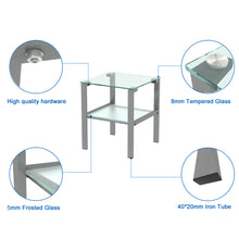 Load image into Gallery viewer, Glass two layer tea table, small round table, bedroom corner table, living room grey side table