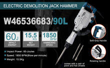 Load image into Gallery viewer, 1700W 1850 BPM Electric Demolition Jack Hammer 1-1/8 Inch SDS-Hex Heavy Duty Concrete Pavement Breaker Drills Kit