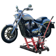 Load image into Gallery viewer, Hydraulic Motorcycle Lift Jack, 1500 LBS Capacity Foot-Operated Motorcycle Lift Table, ATV Scissor Lift Jack with 4.5" - 15" Lifting Range, Portable Motorcycle Lift Table with Wheels