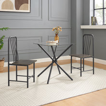 Load image into Gallery viewer, Dining Set for 2, Square Glass Tempered Dining Table with 4 Legs and 2 Metal Chair for Home Office Kitchen Dining Room, Black & Brown