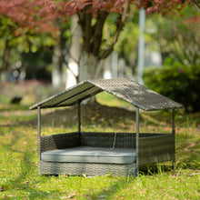Load image into Gallery viewer, Dog Bed, Pet Bed, Pet Enclosures, Pet Outdoor Furniture, Pet Patio Furniture, Seasonal PE Wicker Pet Furniture, Dog Bed With Canopy
