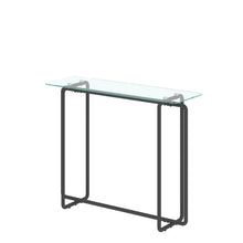 Load image into Gallery viewer, Console Table single layer tempered glass rectangular porch table black leg double tempered glass tea table,Transparent