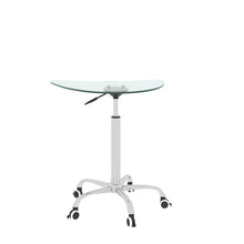 Load image into Gallery viewer, Adjustable Height Transparent Tempered Glass Table Desk Table with Lockable Wheels(Adjustable Range 24.2 "~32.7 ")